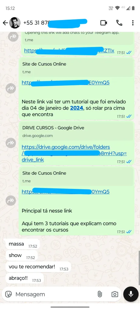 Feedback Grupo Telegram Cursos 7